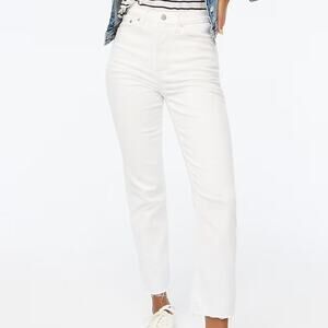 NWT J Crew Factory White Stovepipe Signature Stretch + SZ 32T Raw Hem Jeans